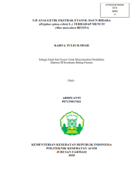 Image of UJI ANALGETIK EKSTRAK ETANOL DAUN BIDARA (Ziziphus spina-crhisti L.) TERHADAP MENCIT (Mus musculus) BETINA