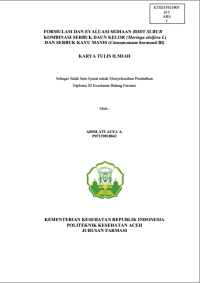 Image of FORMULASI DAN EVALUASI SEDIAAN BODY SCRUB KOMBINASI SERBUK DAUN KELOR (Moringa oleifera L) DAN SERBUK KAYU MANIS (Cinnamomum burmanii Bl)