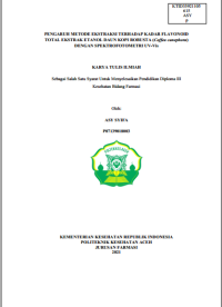Image of PENGARUH METODE EKSTRAKSI TERHADAP KADAR FLAVONOID TOTAL EKSTRAK ETANOL DAUN KOPI ROBUSTA (Coffea canephora) DENGAN SPEKTROFOTOMETRI UV-Vis
