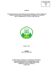 Image of PENGARUH PENYULUHAN MENGGUNAKAN BONEKA TANGAN TERHADAP TINGKAT PENGETAHUAN PEMELIHARAAN KESEHATAN GIGI DAN MULUT MURID KELAS IV MIN 8 ACEH TENGAH