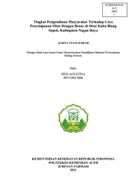 Image of Tingkat Pengetahuan Masyarakat Terhadap Cara Penyimpanan Obat Dengan Benar di Desa Kabu BlangSapek, Kabupaten Nagan Raya