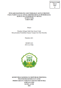 Image of PENGARUH KONSELING GIZI TERHADAP ASUPAN PROTEIN PADA PASIEN GAGAL GINJAL KRONIK DENGAN HEMODIALISA RAWAT JALAN DI RSUD CUT MUTIA ACEH UTARA TAHUN 2021