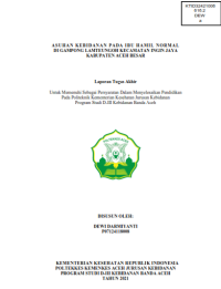 Image of ASUHAN  KEBIDANAN PADA IBU HAMIL NORMAL DI GAMPONG LAMTEUNGOH KECAMATAN INGIN JAYA KABUPATEN ACEH BESAR