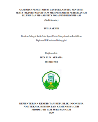 Image of GAMBARAN PENGETAHUAN DAN PERILAKU IBU MENYUSUISERTA FAKTOR-FAKTOR YANG MEMPENGARUHI PEMBERIAN ASI
EKLUSIF DAN MP-ASI SERTA POLA PEMBERIAN MP-ASI