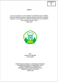 Image of ANALISA KANDUNGAN LOGAM BERAT KADMIUM (Cd) DAN TIMBAL (Pb) PADA KEPITING BAKAU (Scylla Serrata) DAN RAJUNGAN (Portunus
Pelagicus) YANG HABITATNYA BERADA DI SEKITAR TPA GAMPONG JAWA DI KOTA BANDA ACEH TAHUN 2023