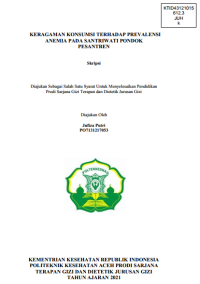 Image of KERAGAMAN KONSUMSI TERHADAP PREVALENSI ANEMIA PADA SANTRIWATI PONDOK
PESANTREN