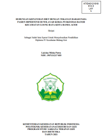 Image of HUBUNGAN KEPATUHAN DIET DENGAN TEKANAN DARAH PADA PASIEN HIPERTENSI DI WILAYAH KERJA PUSKESMAS BATOH KECAMATAN LUENG BATA KOTA BANDA ACEH