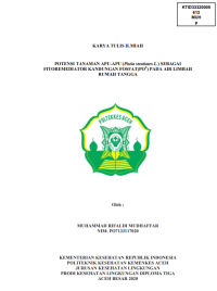 Image of POTENSI TANAMAN APU-APU (Pistia stratiotes L.) SEBAGAI FITOREMEDIATOR KANDUNGAN FOSFAT 4 (PO) PADA AIR LIMBAH RUMAH TANGGA