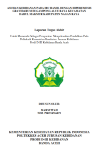 Image of ASUHAN KEBIDANAN PADA IBU HAMIL DENGAN HIPEREMESIS GRAVIDARUM DI GAMPONG ALUE RAYA KECAMATAN DARUL MAKMUR KABUPATEN NAGAN RAYA