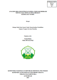 Image of ANALISIS ORGANOLEPTIK DAN KIMIA FOOD BAR BERBASIS TEPUNG SAGU DENGAN PENAMBAHAN KURMA DAN TEMPE