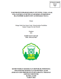 Image of FAKTOR PENYEBAB KEJADIAN STUNTING PADA ANAK USIA 24-59 BULAN DI WILAYAH KERJA PUSKESMAS
BLANGPIDIE KABUPATEN ACEH BARAT DAYA