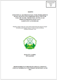Image of EFEKTIFITAS AKUPRESUR PADA TITIK PERIKARDIUM P6 DAN ZUSANLI ST36 TERHADAP MUAL MUNTAH PADA IBU HAMIL TRIMESTER 1 DI WILAYAH KERJA PUSKESMAS INGIN JAYA KABUPATEN ACEH BESAR