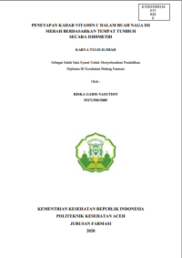 Image of PENETAPAN KADAR VITAMIN C DALAM BUAH NAGA ISI MERAH BERDASARKAN TEMPAT TUMBUHSECARA IODIMETR