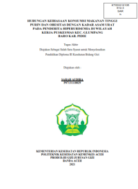 Image of HUBUNGAN KEBIASAAN KONSUMSI MAKANAN TINGGI PURIN DAN OBESITAS DENGAN KADAR ASAM URAT 
PADA PENDERITA HIPERURISEMIA DI WILAYAH KERJA PUSKESMAS KEC. GLUMPANG BARO KAB. PIDIE
