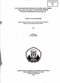 Image of Uji Anti Bakteri Ekstrak Etanol Daun Sirih (Piper Betle Linn.) dan Antiseptik Merek dagang Terhadap Escherichia Coli