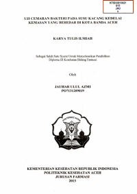 Image of Uji Cemaran Bakteri Pada Susu Kacang Kedelai Kemasan Yang Beredar Di Kota Banda Aceh