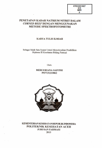 Image of Penetapan Kadar Natrium Nitrit Dalam Corned Beef Dengan Menggunakan Metode Spektrofotometri