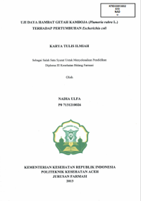 Image of Uji Daya Hambat Getah Kamboja (Plumeria Rubra L.) Terhadap Pertumbuhan Escherichia Coli