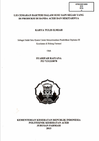 Image of Uji Cemaran Bakteri Dalam Susu Sapi Segar Yang Di Produksi Di Banda Aceh Dan Sekitarnya