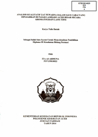 Image of Analisis Kualitatif Zat Pewarna Dalam Saus Cabai Yang Dipasarkan Di Pasar Lambaro Aceh Besar Secara Kromatografi Lapis Tipis