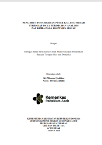 Image of PENGARUH PENAMBAHAN PUREE KACANG MERAH TERHADAP DAYA TERIMA DAN ANALISIS ZAT KIMIA PADA BROWNIES MOCAF