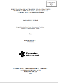 Image of FORMULASI DAN UJI ANTIBAKTERI GEL HAND SANITIZER EKSTRAK ETANOL DAUN SAGA (Abrus precatorius L.) TERHADAP BAKTERI Staphylococcus aureus