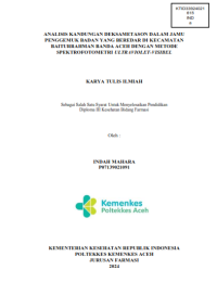 Image of ANALISIS KANDUNGAN DEKSAMETASON DALAM JAMU PENGGEMUK BADAN YANG BEREDAR DI KECAMATAN BAITURRAHMAN BANDA ACEH DENGAN METODE SPEKTROFOTOMETRI ULTRAVIOLET-VISIBEL