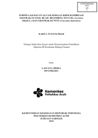 Image of FORMULASI DAN EVALUASI SEDIAAN KRIM KOMBINASI EKSTRAK ETANOL BUAH  BELIMBING WULUH (Averrhoa bilimbi L.) DAN EKSTRAK KUNYIT (Curcuma domestica)