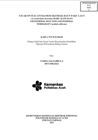 Image of UJI AKTIVITAS ANTIJAMUR EKSTRAK DAUN PAKU LAUT (Acrostichum aureum) DARI  KAWASAN GEOTERMAL DAN NON-GEOTERMAL TERHADAP Candida Albicans