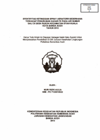 Image of Efektifitas Ketinggian Spray Vaerotorr Sederhana Terhadap Penurunan Kadar Fe Pada Air Sumur Gali Di Desa Rukoh Kecamatan Syiah Kuala Kota Banda Aceh Tahun 2013