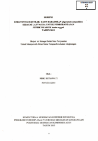 Image of Efektifitas Ekstrak Daun Babadotan (Ageratum conyzoides) Sebagai Larvasida Untuk Pemberantasan Jentik Nyamuk Aedes Aegypti Tahun 2013