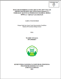 Image of PENGARUH PERBEDAAN POLARITAS PELARUT DALAM PROSES EKSTRAKSI CHIA SEED (Salvia hispanica L.) TERHADAP AKTIVITAS PEREDAMAN RADIKAL BEBAS DPPH (2,2– diphenyl-1-picrylhydrazil)