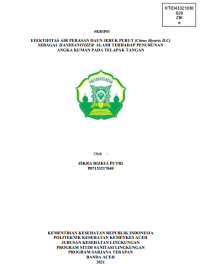 Image of EFEKTIFITAS AIR PERASAN DAUN JERUK PURUT (Citrus Hystrix D.C) SEBAGAI HANDSANITIZER ALAMI TERHADAP PENURUNAN ANGKA KUMAN PADA TELAPAK TANGAN