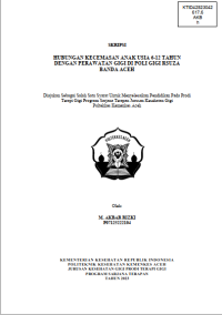 Image of HUBUNGAN KECEMASAN ANAK USIA 6-12 TAHUN DENGAN PERAWATAN GIGI DI POLI GIGI RSUZA
BANDA ACEH