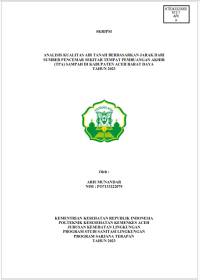 Image of ANALISIS KUALITAS AIR TANAH BERDASARKAN JARAK DARI SUMBER PENCEMAR SEKITAR TEMPAT PEMBUANGAN AKHIR (TPA) SAMPAH DI KABUPATEN ACEH BARAT DAYA TAHUN 2023
