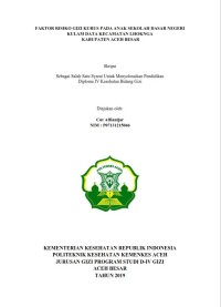Image of FAKTOR RISIKO GIZI KURUS PADA ANAK SEKOLAH DASAR NEGERI KULAM DATA KECAMATAN LHOKNGA KABUPATEN ACEH BESAR