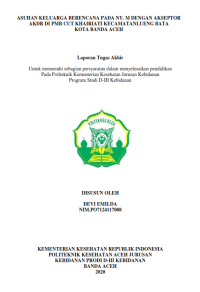 Image of ASUHAN KELUARGA BERENCANA PADA NY. M DENGAN AKSEPTOR AKDR DI PMB CUT KHAIRIATI KECAMATAN LUENG BATA KOTA BANDA ACEH
