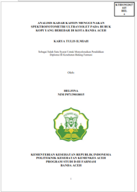 Image of ANALISIS KADAR KAFEIN MENGGUNAKAN SPEKTROFOTOMETRI ULTRAVIOLET PADA BUBUK KOPI YANG BEREDAR DI KOTA BANDA ACEH
