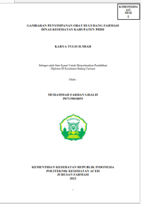 Image of GAMBARAN PENYIMPANAN OBAT DI GUDANG FARMASI DINAS KESEHATAN KABUPATEN PIDIE