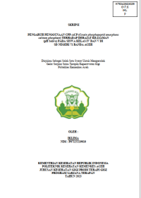 Image of PENGARUH PENGGUNAAN CPP-ACP (Cesain phosphopeptid amorphous calsium phosphate) TERHADAP DERAJAT KEASAMAN (pH Saliva) PADA SISWA KELAS IV DAN V DI SD NEGERI 71 BANDA ACEH
