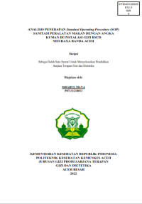 Image of ANALISIS PENERAPAN Standard Operating Procedure (SOP) SANITASI PERALATAN MAKAN DENGAN ANGKA 
KUMAN DI INSTALASI GIZI RSUD MEURAXA BANDA ACEH