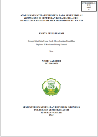 Image of ANALISIS KUANTITATIF PROTEIN PADA SUSU KEDELAI HOMEMADE DI SEPUTARAN KOTA BANDA ACEH MENGGUNAKAN METODE SPEKTROFOTOMETRI UV-VIS