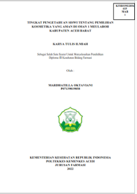 Image of TINGKAT PENGETAHUAN SISWI TENTANG PEMILIHAN
KOSMETIKA YANG AMAN DI SMAN 1 MEULABOH KABUPATEN ACEH BARAT