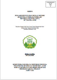 Image of PENGARUH PENYULUHAN DENGAN METODE DEMONTRASI TERHADAP PERILAKU MENYIKAT GIGI PADA SISWA SD 71 BANDA ACEH