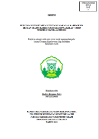Image of HUBUNGAN PENGETAHUAN TENTANG MAKANAN KARIOGENIK DENGAN STATUS KARIES GIGI PADA SISWA KELAS V DI SD NEGERI 62 BANDA ACEH 2023