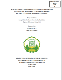 Image of HUBUNGAN PENGETAHUAN DAN ASUPAN ZAT GIZI MAKRO DENGAN STATUS GIZI IBU HAMIL DI WILAYAH KERJA PUSKESMAS KECAMATAN GLUMPANG BARO KABUPATEN PIDIE