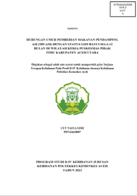 Image of HUBUNGAN UMUR PEMBERIAN MAKANAN PENDAMPING ASI (MP-ASI) DENGAN STATUS GIZI BAYI USIA 6-12 BULAN DI WILAYAH KERJA PUSKESMAS PIRAK TIMU KABUPATEN ACEH UTARA