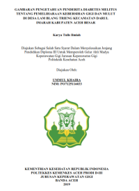 Image of GAMBARAN PENGETAHUAN PENDERITA DIABETES MELITUS TENTANG PEMELIHARAAN KEBERSIHAN GIGI DAN MULUT DI DESA LAM BLANG TRIENG KECAMATAN DARUL IMARAH KABUPATEN ACEH BESAR