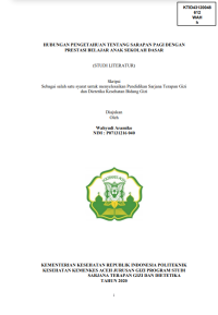 Image of HUBUNGAN PENGETAHUAN TENTANG SARAPAN PAGI DENGAN PRESTASI BELAJAR ANAK SEKOLAH DASAR