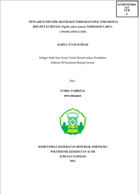 Image of PENGARUH METODE EKSTRAKSI TERHADAP EFEK TOK1SISITAS BIJI JINTAN HITAM (Nigella sativa semen) TERHADAP LARVA  (Artemia salina Leach).